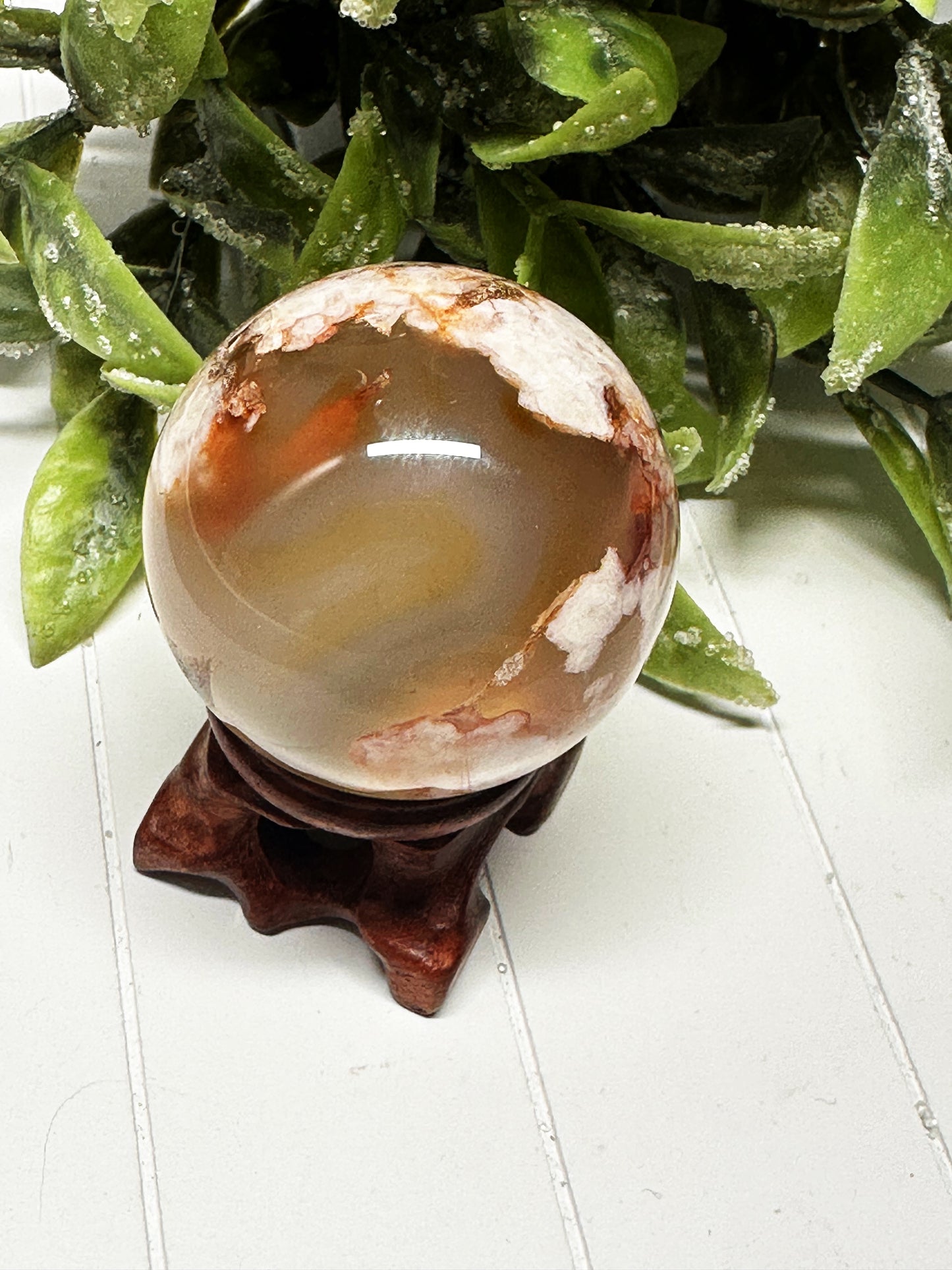Carnelian Flower Agate Sphere