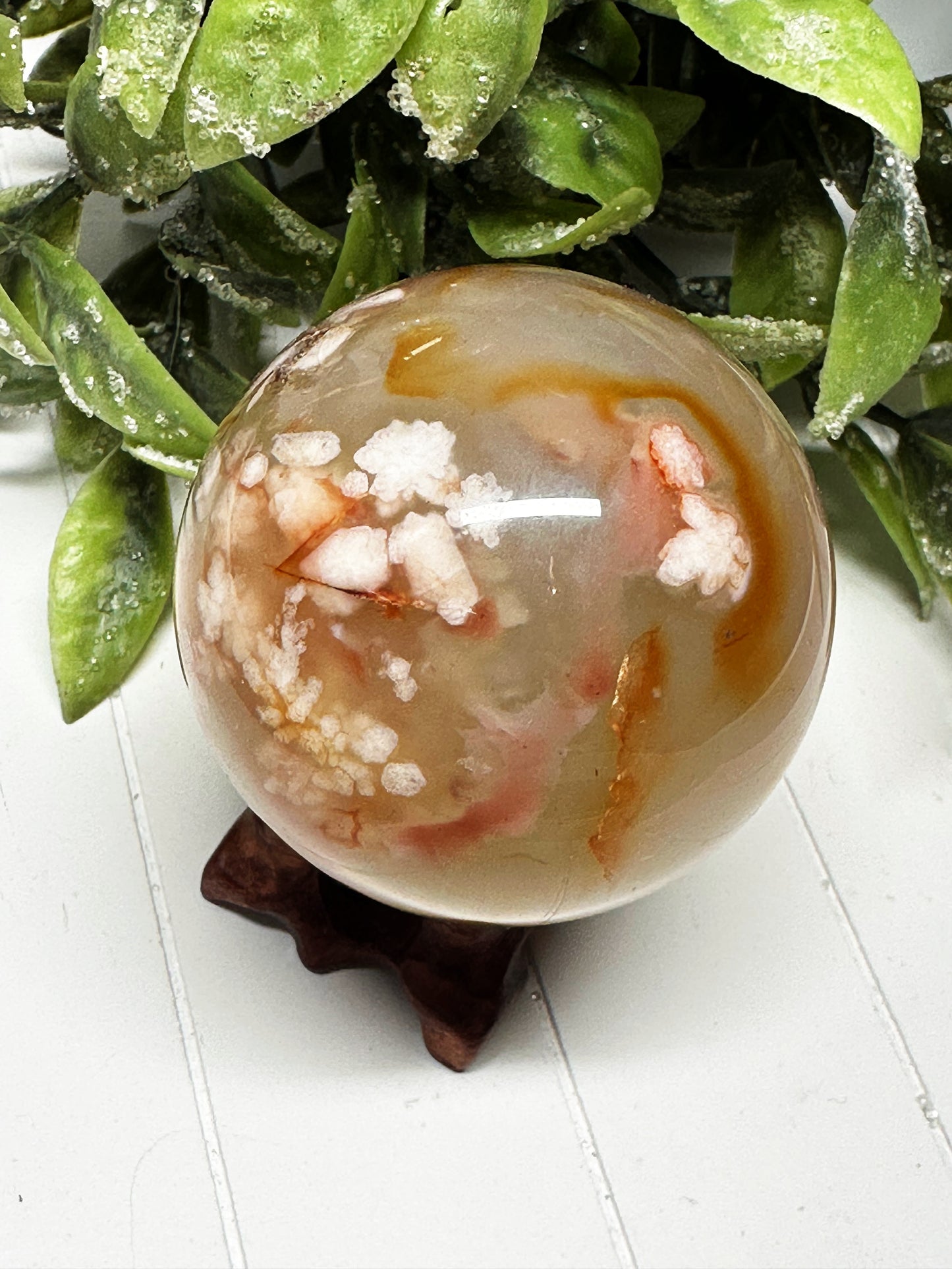 Carnelian Flower Agate Sphere