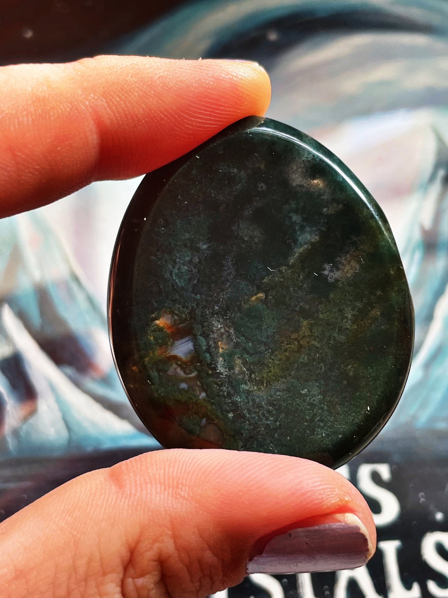 Moss Agate Worry Stone