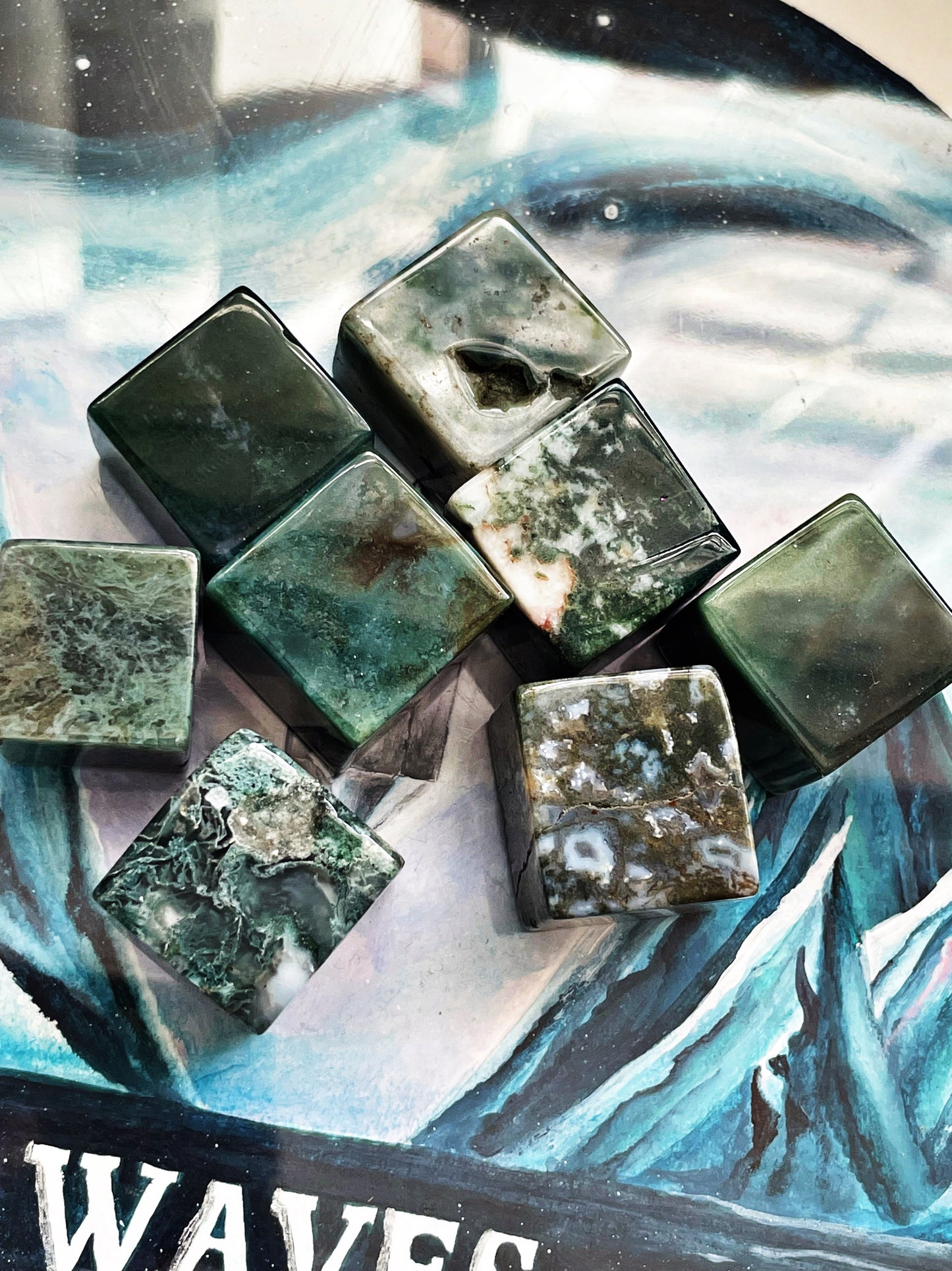 Moss Agate Cubes